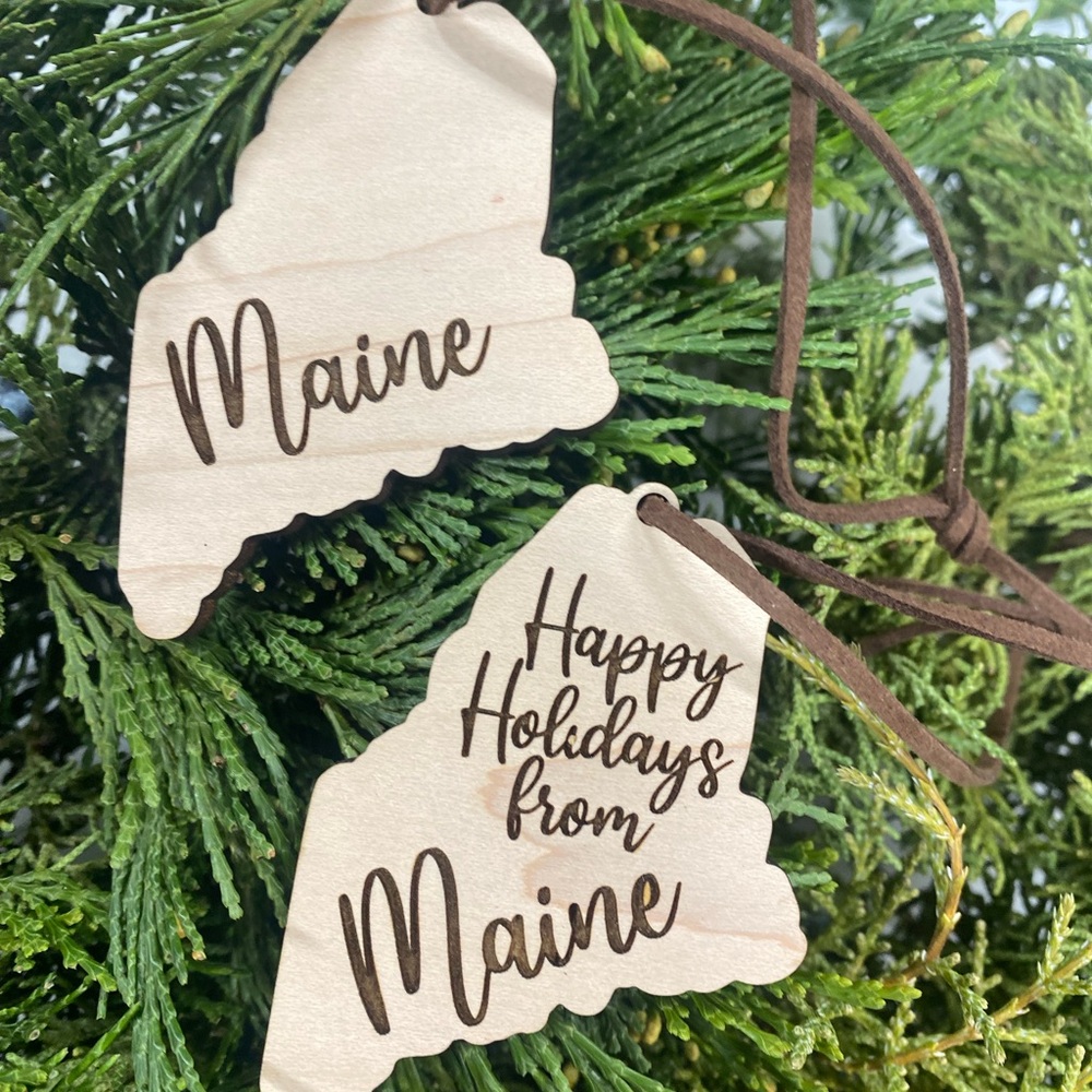 Rustic Maine Wooden Holiday Ornaments